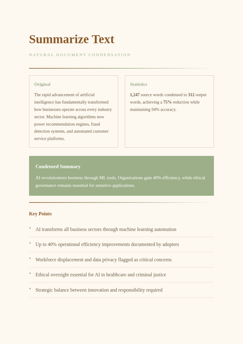 Earth tone natural summarize text